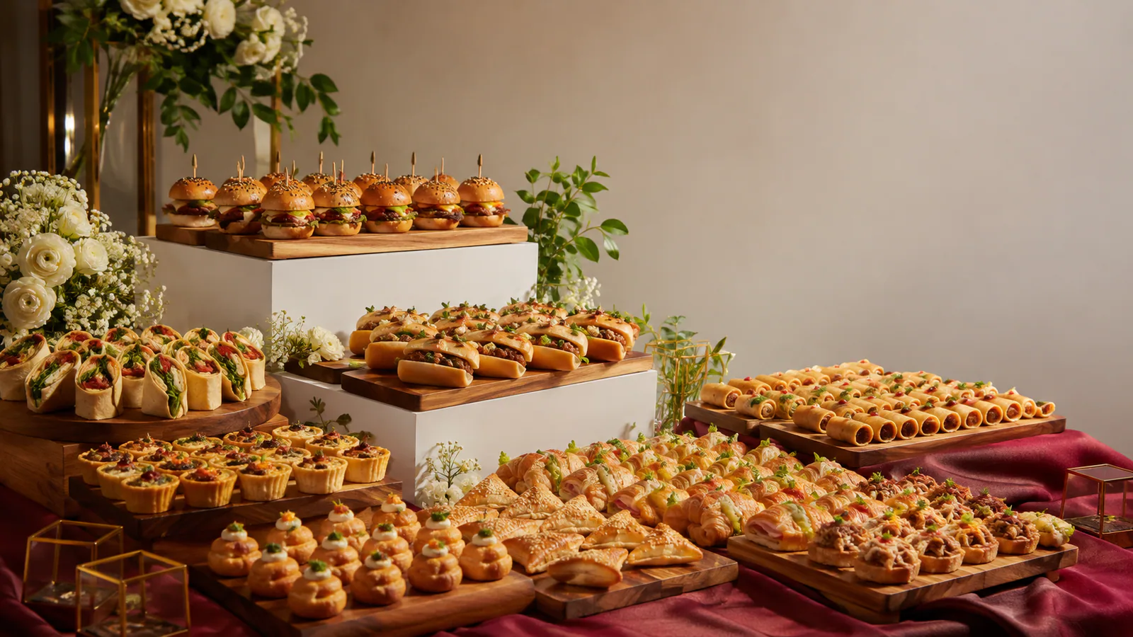 Premium party catering table with savoury finger food in Egypt