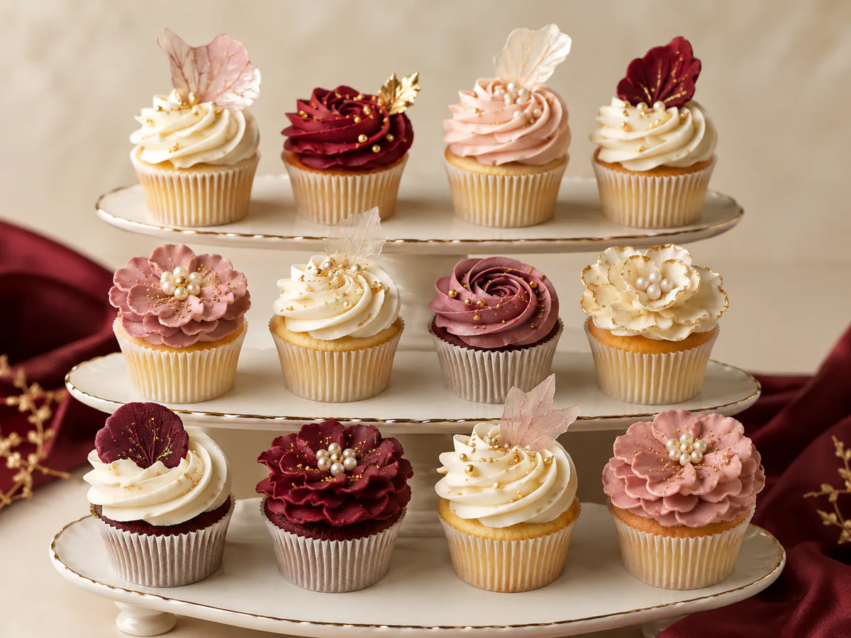 Collection of elegant custom cupcakes