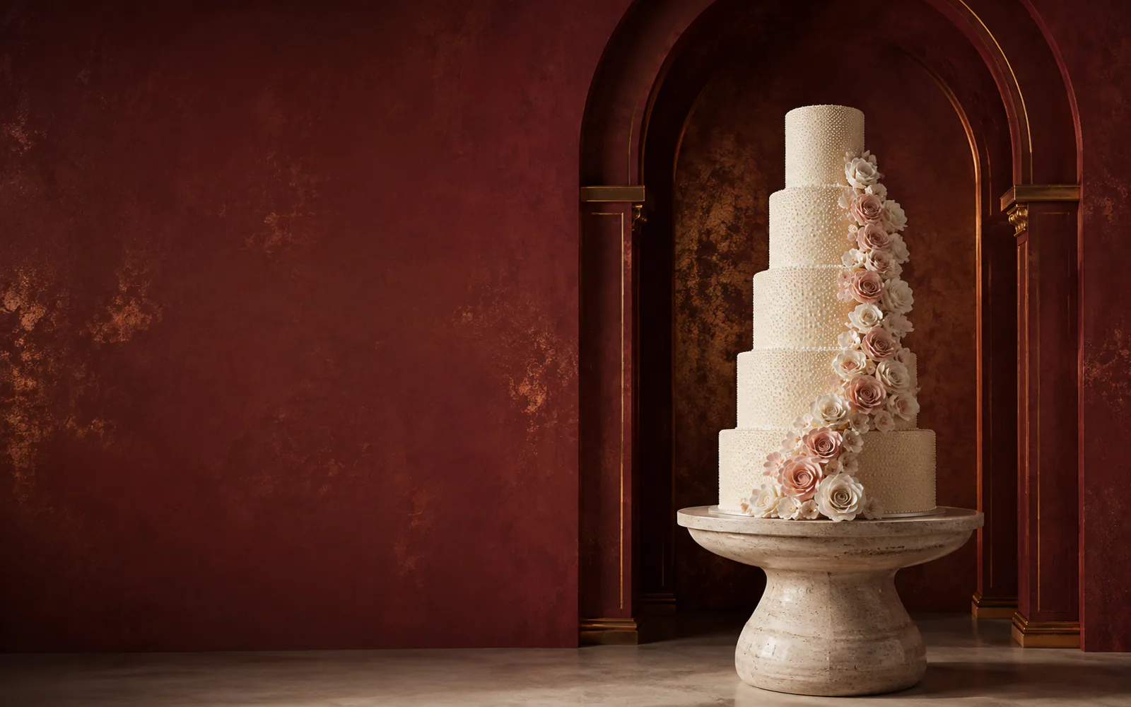 Elegant tiered floral cake created for a special celebration in Egypt