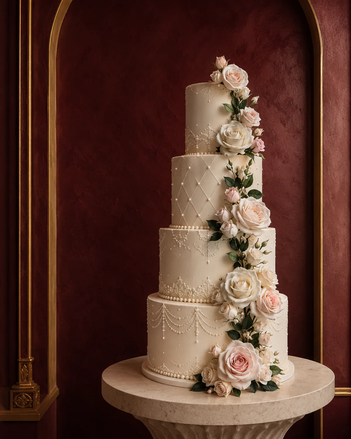 Luxury floral wedding cake made by Daren Cakes in Egypt